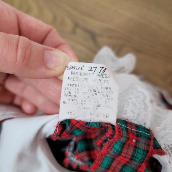 VTG Mini World Girl's Plaid Lace Circle Ruffle Pinafore Dress 3 months - Picture 7 of 7